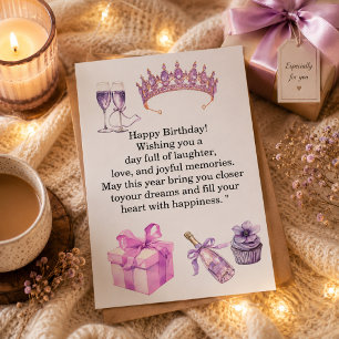 Luxury Purple Birthday Card for Women Princess C