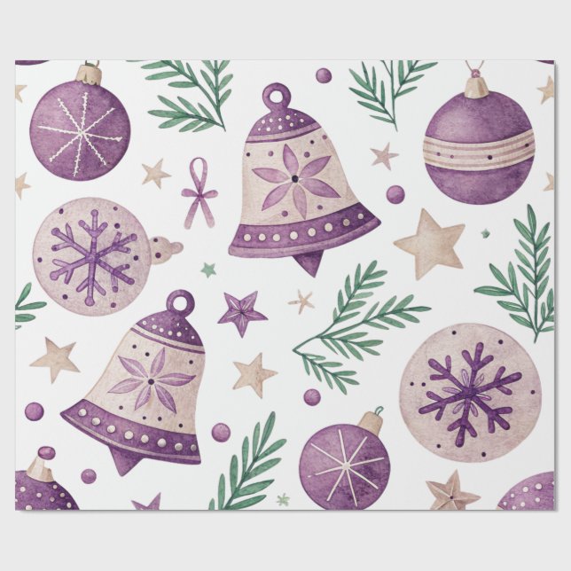 Luxury Purple Christmas Wrapping Paper Roll – 30 f (Flat)