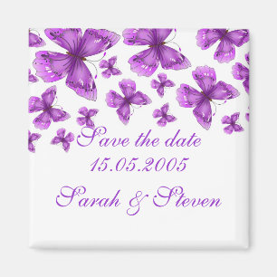 Luxury Purple Elegant Butterfly Save the date Magnet