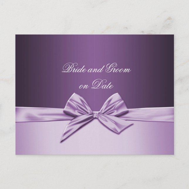 Luxury Purple Elegant Ribbon Save date card (Front)