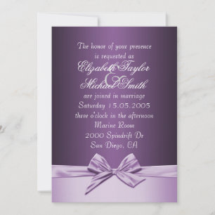 Luxury Purple Elegant Ribbon Wedding Invite