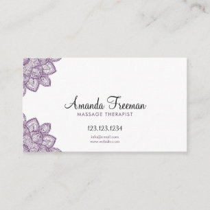Luxury Purple Floral Massage Therapist Business Card