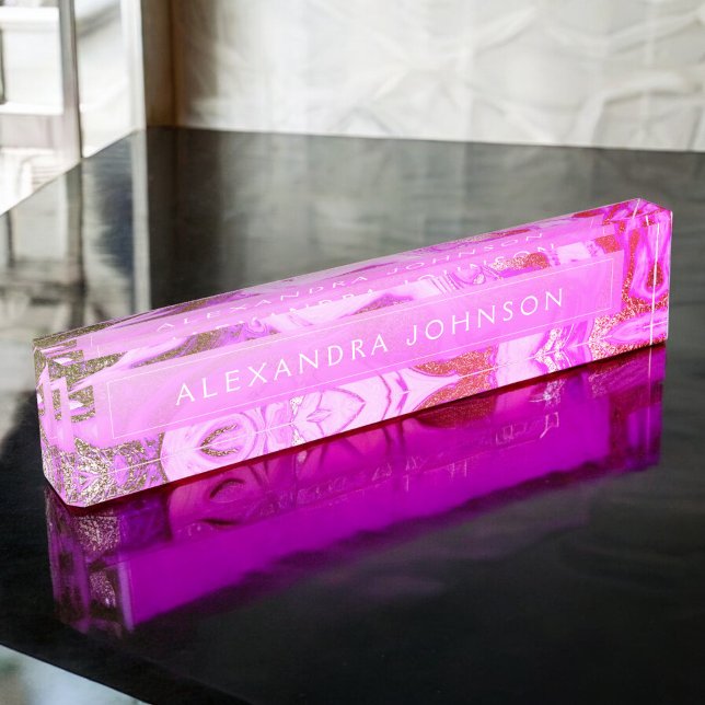 Luxury Purple Foil Modern Marble Swirl Nameplate (Creator Uploaded)