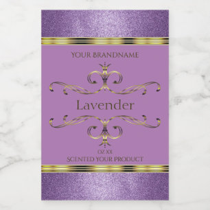 Luxury Purple Glitter Gold Ornate Product Labels