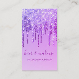Luxury Purple Glitter Sparkle Hair Makeup Business Card