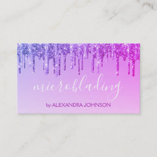 Luxury Purple Glitter Sparkle Microblading Business Card