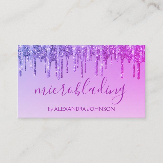 Luxury Purple Glitter Sparkle Microblading Business Card (Front)