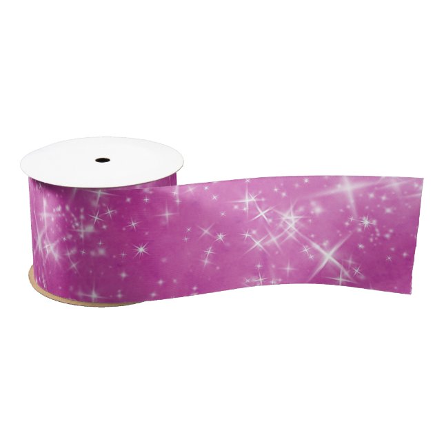Luxury Purple Glitter Stars Sparkle Satin Ribbon (Spool)