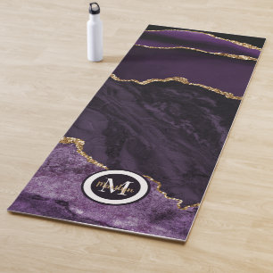 Luxury Purple Gold Agate Faux Glitter Yoga Mat
