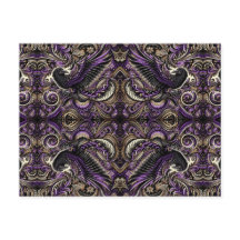 Luxury Purple Gold Batik Raven Tessellation Mosaic
