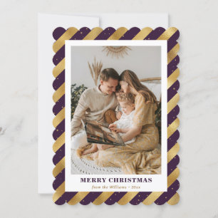 Luxury Purple Gold Elegant Photo Merry Christmas Holiday Card
