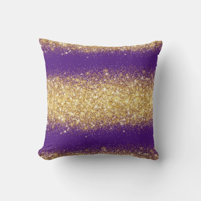 Luxury Purple Gold Glitter Cushion (Front)
