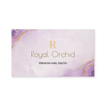Luxury Purple Gold Nail Salon Business Card
