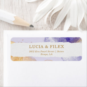 Luxury Purple & Golden Abstract Return Address Label