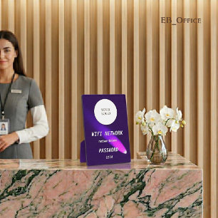 Luxury Purple Leather Custom Business Logo Wifi Plaque