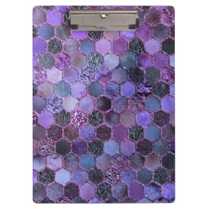 Luxury Purple Metal Foil Glitter honeycomb pattern Clipboard