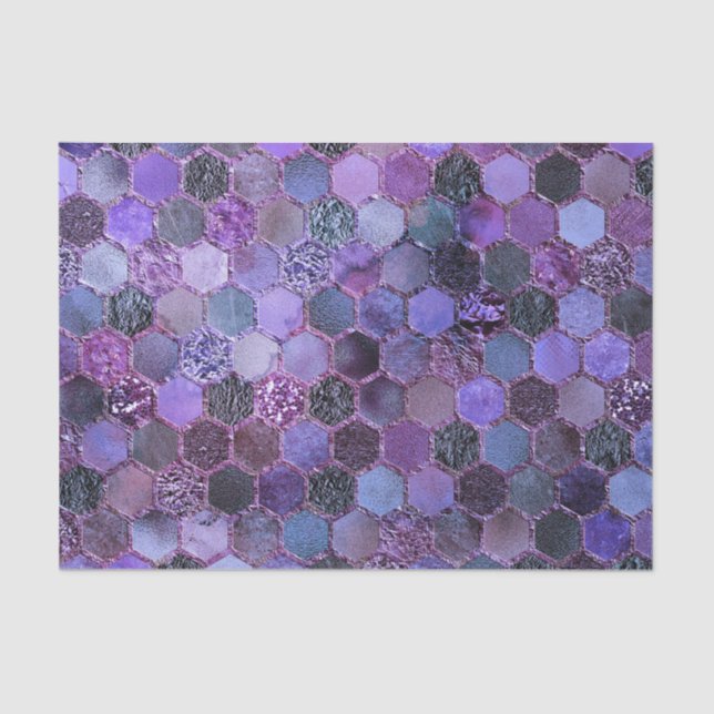 Luxury Purple Metal Foil Glitter honeycomb pattern Tissue Paper (Front)