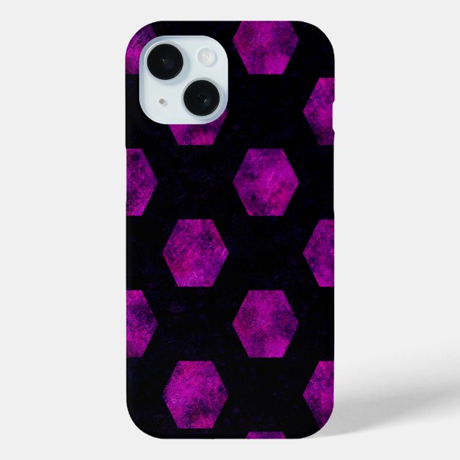 Luxury Purple Retro Black Hexagon Patterns Magic Case-Mate iPhone Case (Back)