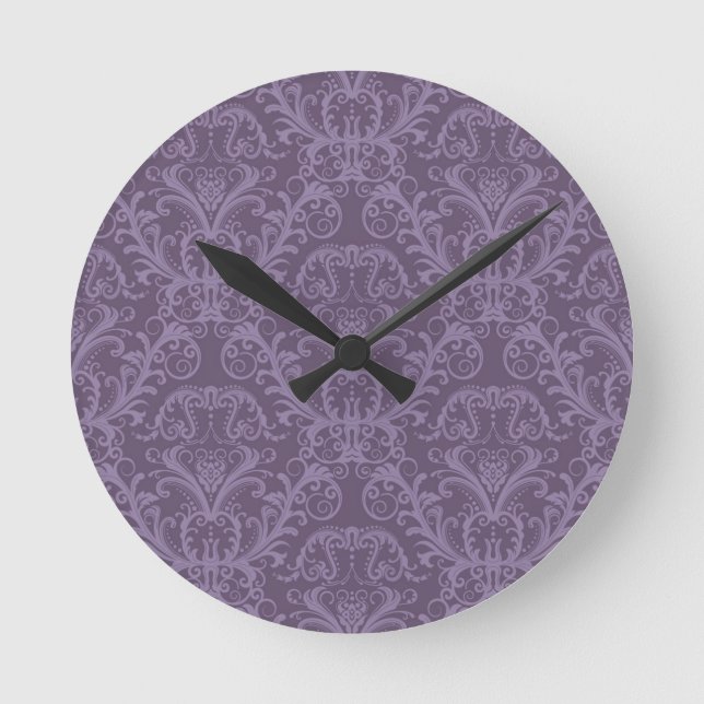 Luxury Purple Wallpaper Round Clock (Front)