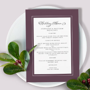 Luxury Purple Wedding Modern Chic Borders Menu