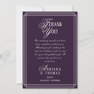 Luxury Purple Wedding Thank You Card