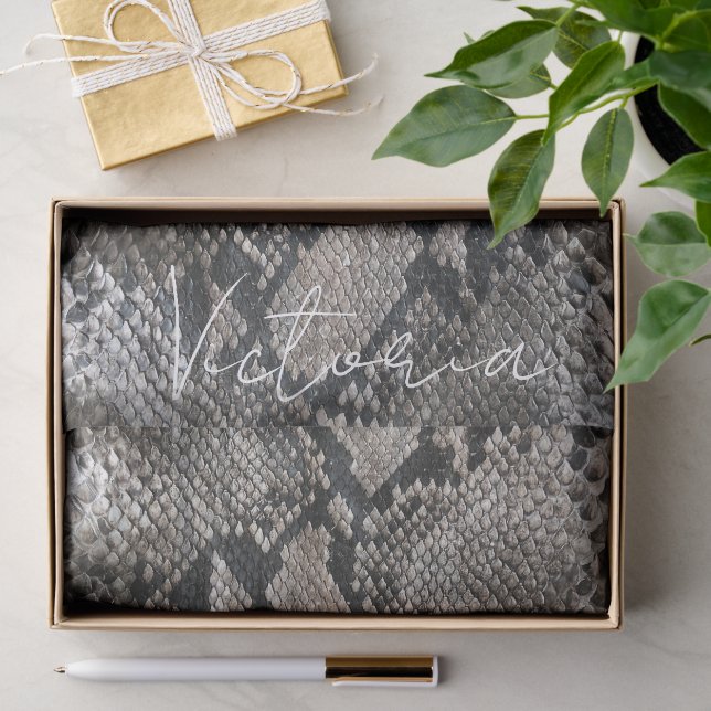 Luxury Python Snake Skin Rich Elegant Custom Name Tissue Paper (Gift)