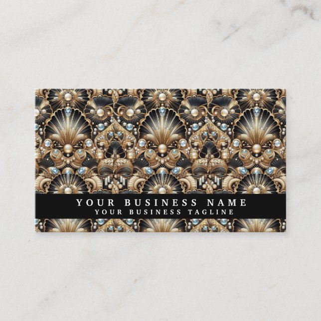 Luxury QR Code Art Deco Business Cards (Front)