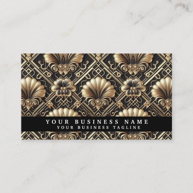 Luxury QR Code Art Deco Business Cards (Front)
