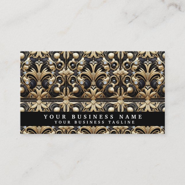 Luxury QR Code Art Deco Business Cards (Front)