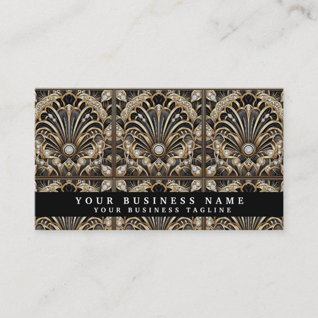 Luxury QR Code Art Deco Business Cards (Front)