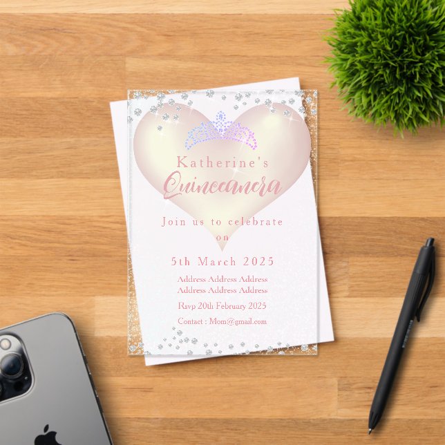 Luxury Quinceanera Acrylic Invitation (Insitu (Invitation Card))