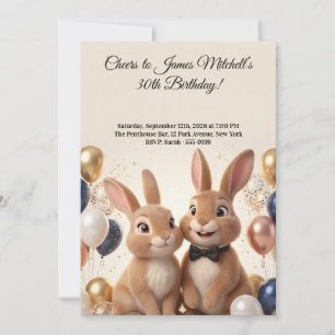 Luxury Rabbit Birthday Party   Invitation