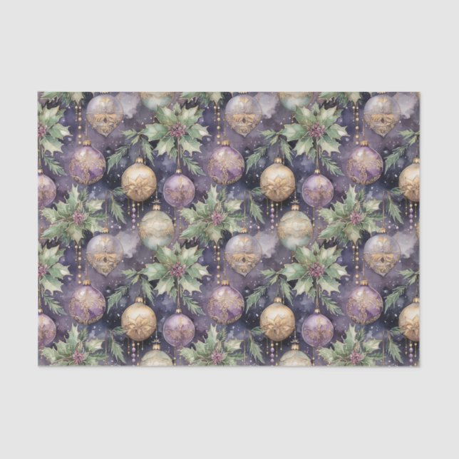 Luxury Radiance Purple and Gold Christmas Splendou Tissue Paper (Front)