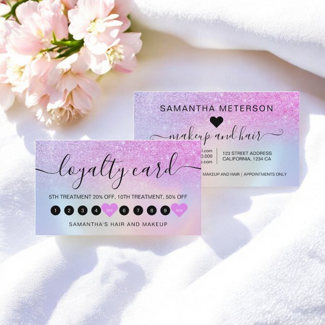 Luxury Rainbow Glitter Ombre Makeup 10  Loyalty Card (Luxury Rainbow Glitter Ombre Makeup 10 Loyalty Card)