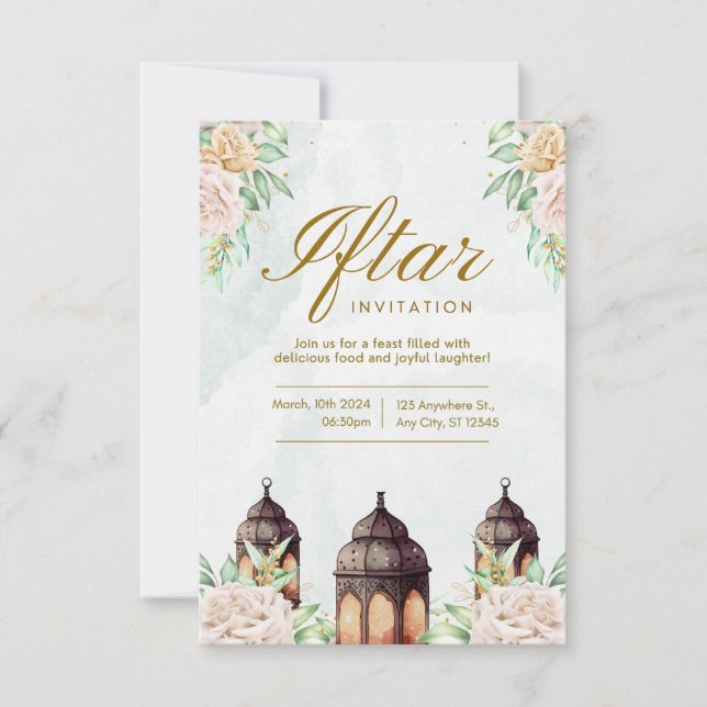Luxury Ramadan Iftar Invitation | Elegant Islamic  (Front)