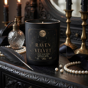 Luxury Raven & Velvet Halloween Candle Square Sticker