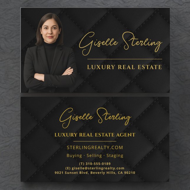 Luxury Real Estate Agent Broker Black Gold Business Card (Creator Uploaded)