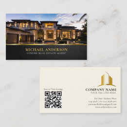 Luxury Real Estate Agent, Elegant Black Gold Business Card
