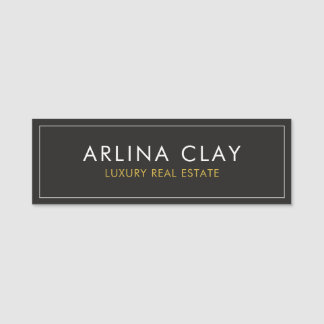 Luxury Real Estate Agent Name Tag Modern Black