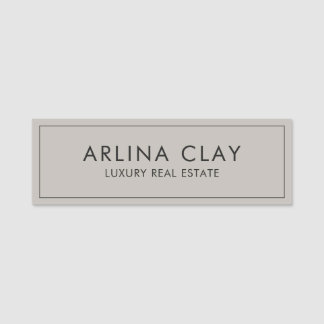 Luxury Real Estate Agent Name Tag Modern Greige