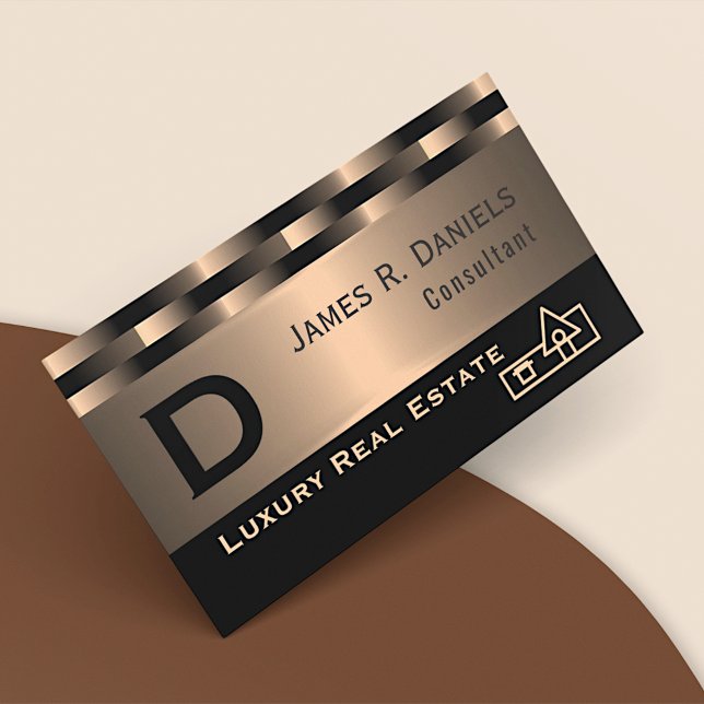 Luxury Real Estate Agent Professional Metallic Business Card (Creator Uploaded)