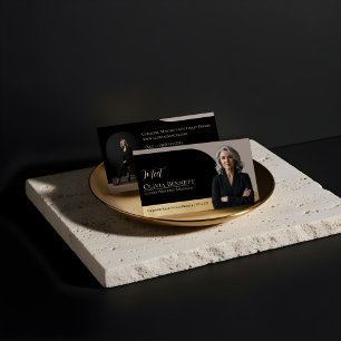 Luxury Real Estate Arch Frame Photo Black Gold Business Card