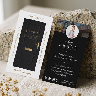 Luxury Real Estate Black Door Professional Photo Business Card