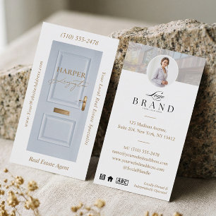 Luxury Real Estate Blue Door Professional Photo Business Card