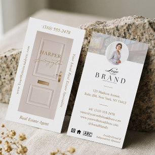 Luxury Real Estate Pink Door Professional Photo Business Card