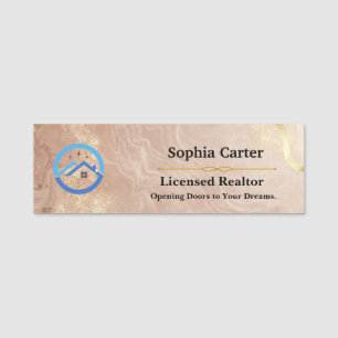 Luxury Real Estate Realtor Name Tag Marble look