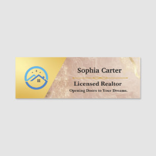 Luxury Real Estate Realtor Name Tag   Marble look