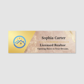 Luxury Real Estate Realtor Name Tag | Marble look