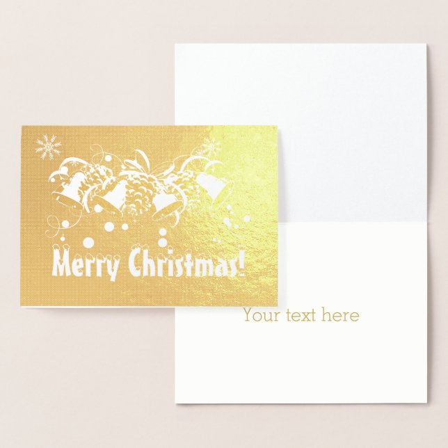 Luxury Real Gold Merry Christmas Typography Foil Card (Display)