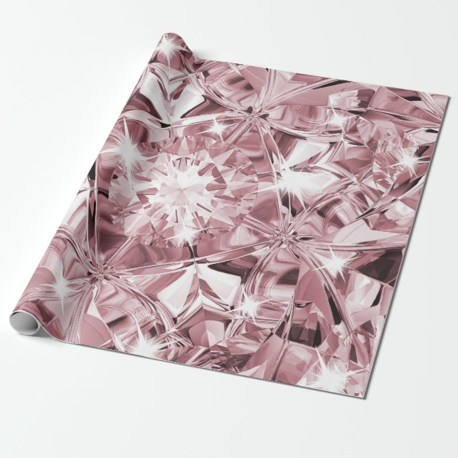 Luxury Realistic Diamond Texture Elegant Pink Wrapping Paper (Unrolled)